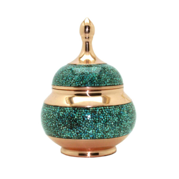 Handgefertigte persische eingelegte Türkis Kupfer-Zuckerschale Sana