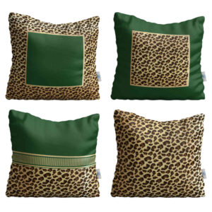 Samt Kissen Set – Tierdruck Design (Set von 4)