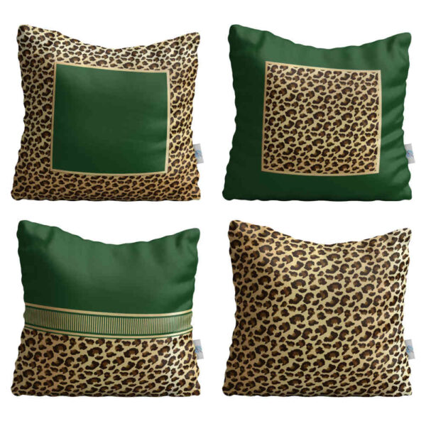 Samt Kissen Set - Tierdruck Design (Set von 4)