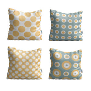 Samt Kissen Set – Gepunktetes Design (Set von 4)