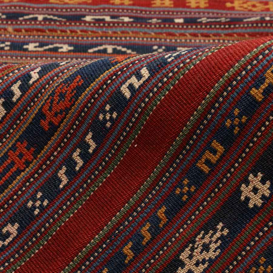 Authentischer persischer Jajim flachgewebter gestreifter Teppich Ava