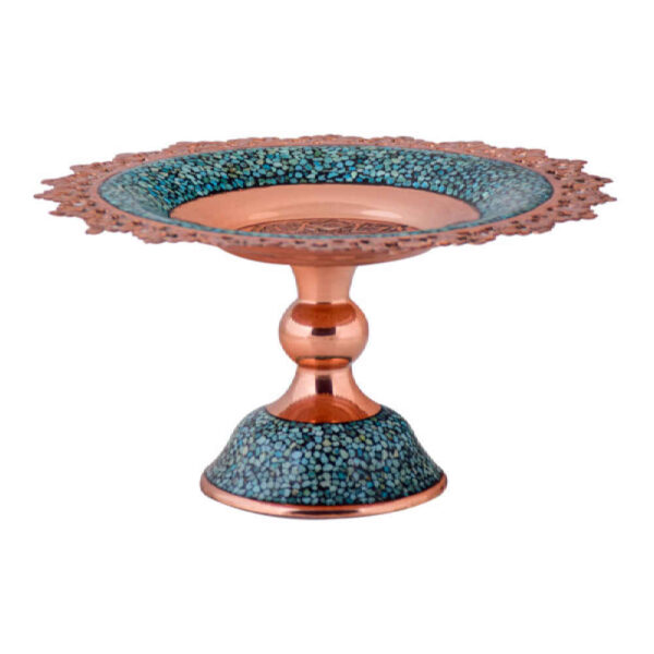 Sockelschale aus Kupfer mit Türkis-Einlage, Modell Rima