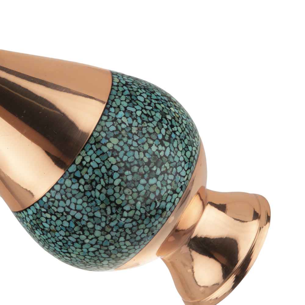 Handgefertigte dekorative persische eingelegte Türkis-Kupfervase Sarv