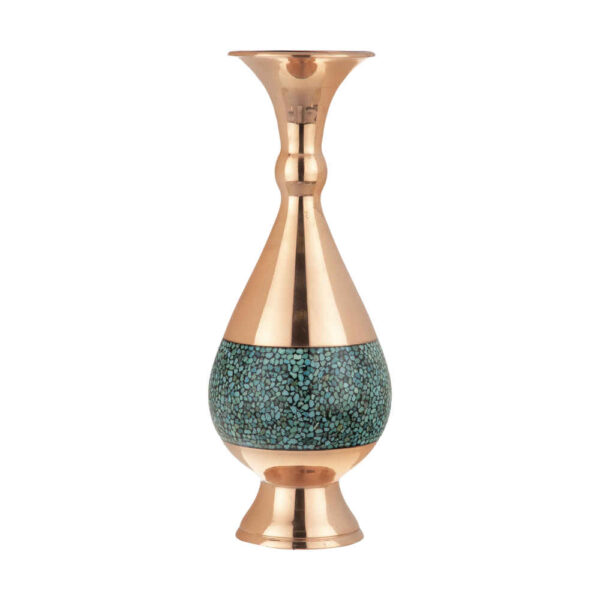 Handgefertigte dekorative persische eingelegte Türkis-Kupfervase Sarv