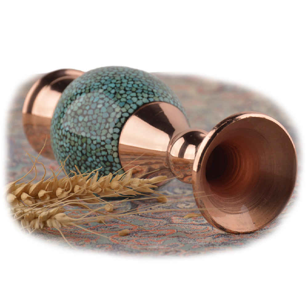 Handgefertigte dekorative persische eingelegte Türkis-Kupfervase Setareh