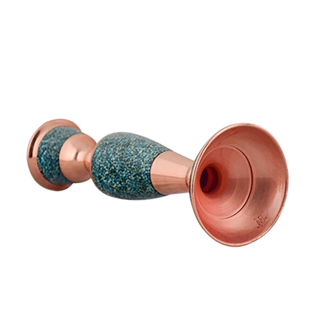 Handgefertigter persischer Kupfer-Kerzenständer – Eingelegtes Türkis-Design – Sahra