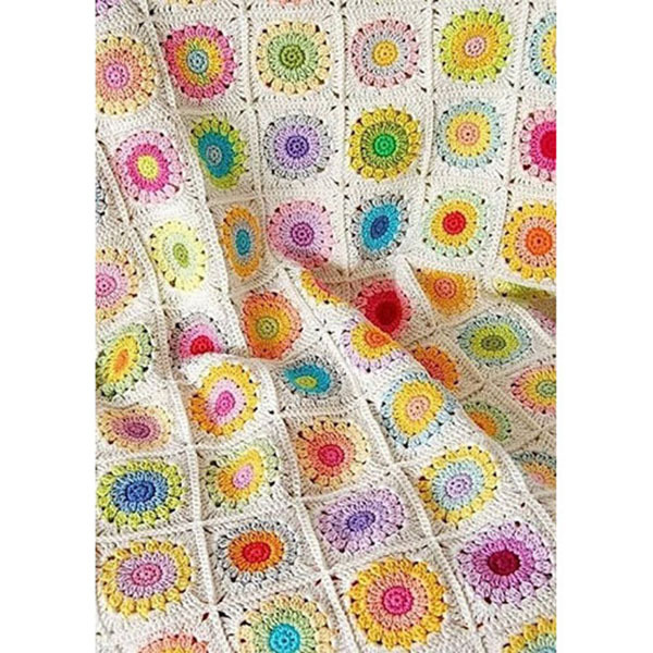 Baumwoll-Crochet-Bettüberwurf – Afghanischer Stil, Bunte Decke – Afsane