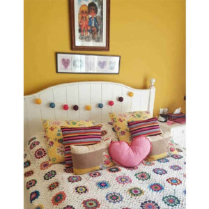 Baumwoll-Crochet-Bettüberwurf – Afghanischer Stil, Bunte Decke – Afsane