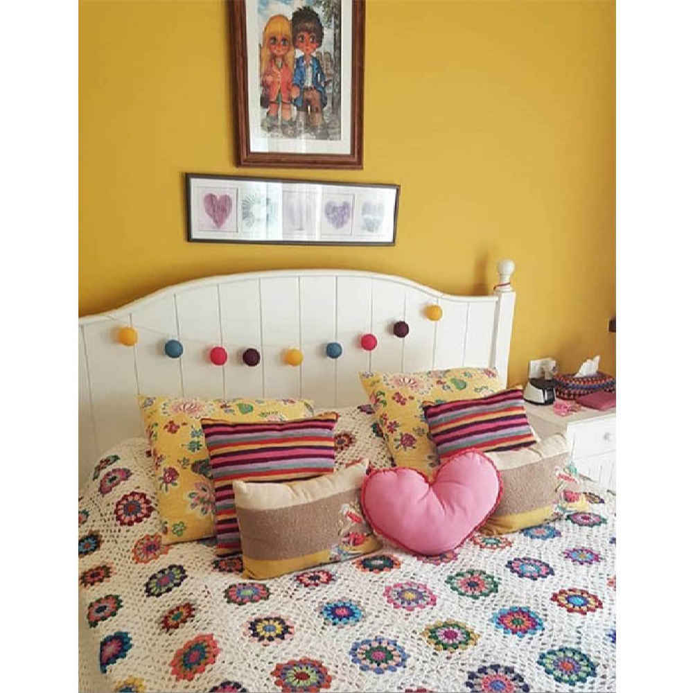 Baumwoll-Crochet-Bettüberwurf – Afghanischer Stil, Bunte Decke – Afsane