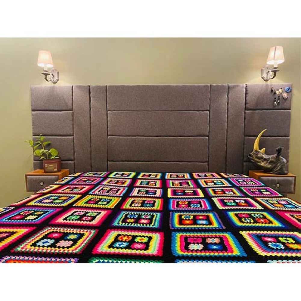 Baumwoll-Crochet-Bettüberwurf – Bunte Afghanische Stil Decke – Ahoo