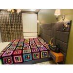Baumwoll-Crochet-Bettüberwurf – Bunte Afghanische Stil Decke – Ahoo