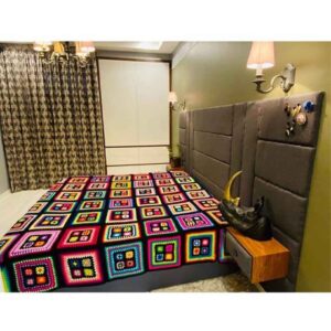 Baumwoll-Crochet-Bettüberwurf – Bunte Afghanische Stil Decke – Ahoo