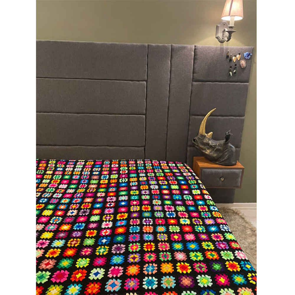 Baumwoll-Crochet-Bettüberwurf – Afghanischer Stil, Bunte Decke – Armita