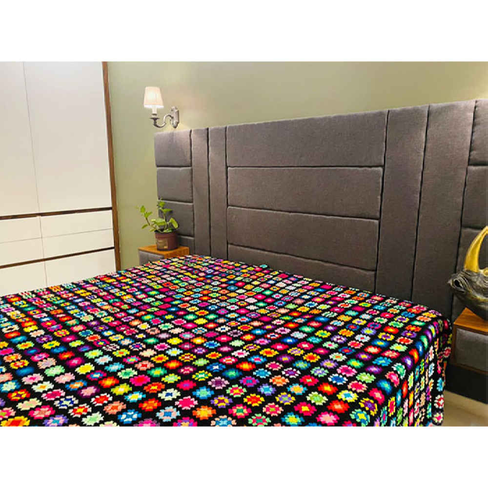 Baumwoll-Crochet-Bettüberwurf – Afghanischer Stil, Bunte Decke – Armita