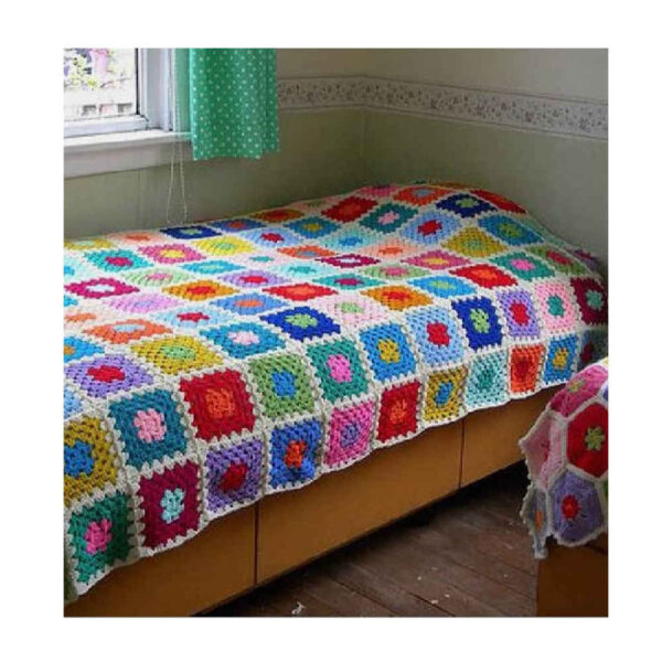 Baumwoll-Crochet-Bettüberwurf – Afghanischer Stil, Bunte Decke – Parvin