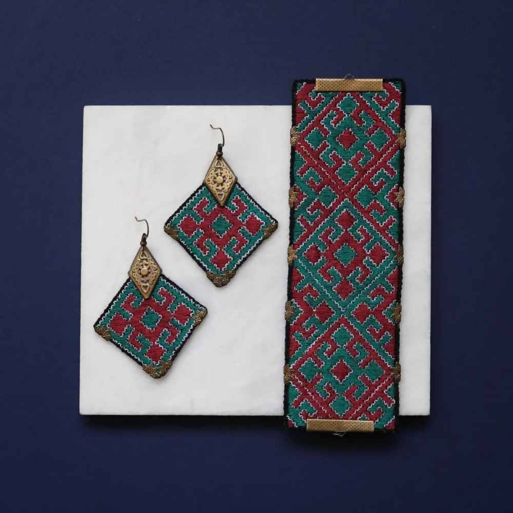 Persisches gesticktes Ohrring- & Armband-Set Modell Arezoo