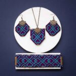 Persisches gesticktes Halsketten-, Armband- & Ohrring-Set Modell Haleh