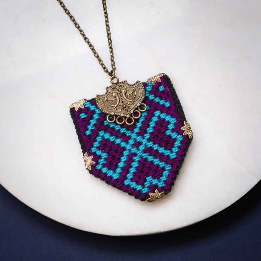 Persisches gesticktes Halsketten-, Armband- & Ohrring-Set Modell Haleh