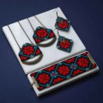 Persisches gesticktes Halsketten-, Armband- & Ohrring-Set Modell Hasti