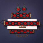 Persisches gesticktes Halsketten-, Armband- & Ohrring-Set Modell Pegah