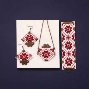 Persisches gesticktes Halsketten-, Armband- & Ohrring-Set Modell Taraneh