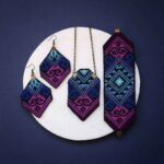 Persisches gesticktes Halsketten-, Armband- & Ohrring-Set Modell Vania