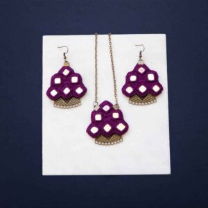 Persisches gesticktes Halsketten- & Ohrring-Set Modell Violett