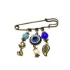 Safety Pin Brooch Evil Eye Design mit Katzen-Charm – Verspielter Schutz