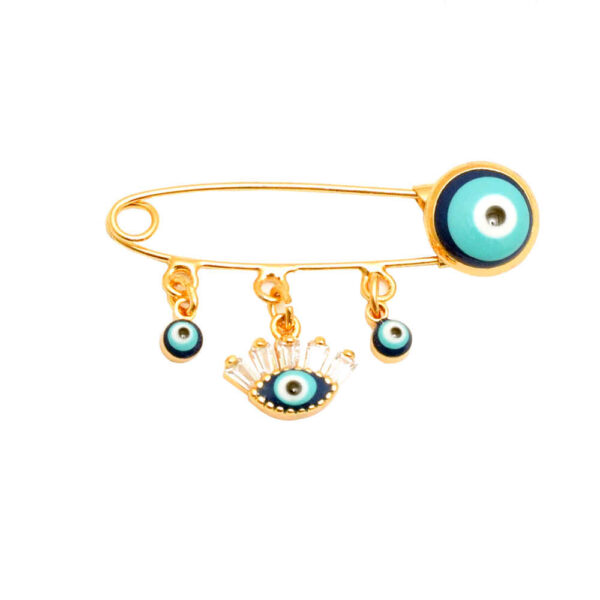 Evil Eye Safety Pin Brooch – Klassischer Schutz-Talisman