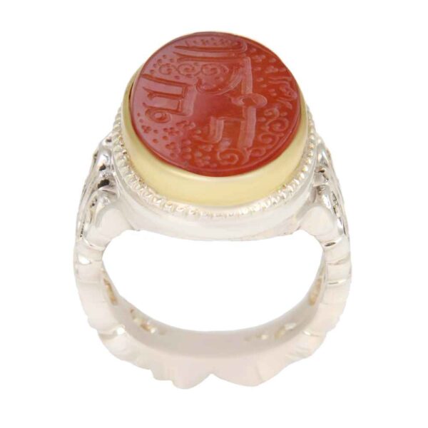 Islamischer jemenitischer Aqeeq-Silberring für Männer Alhamd Ollah