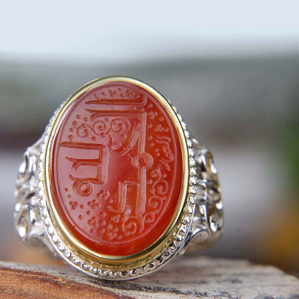 Islamischer jemenitischer Aqeeq-Silberring für Männer Alhamd Ollah