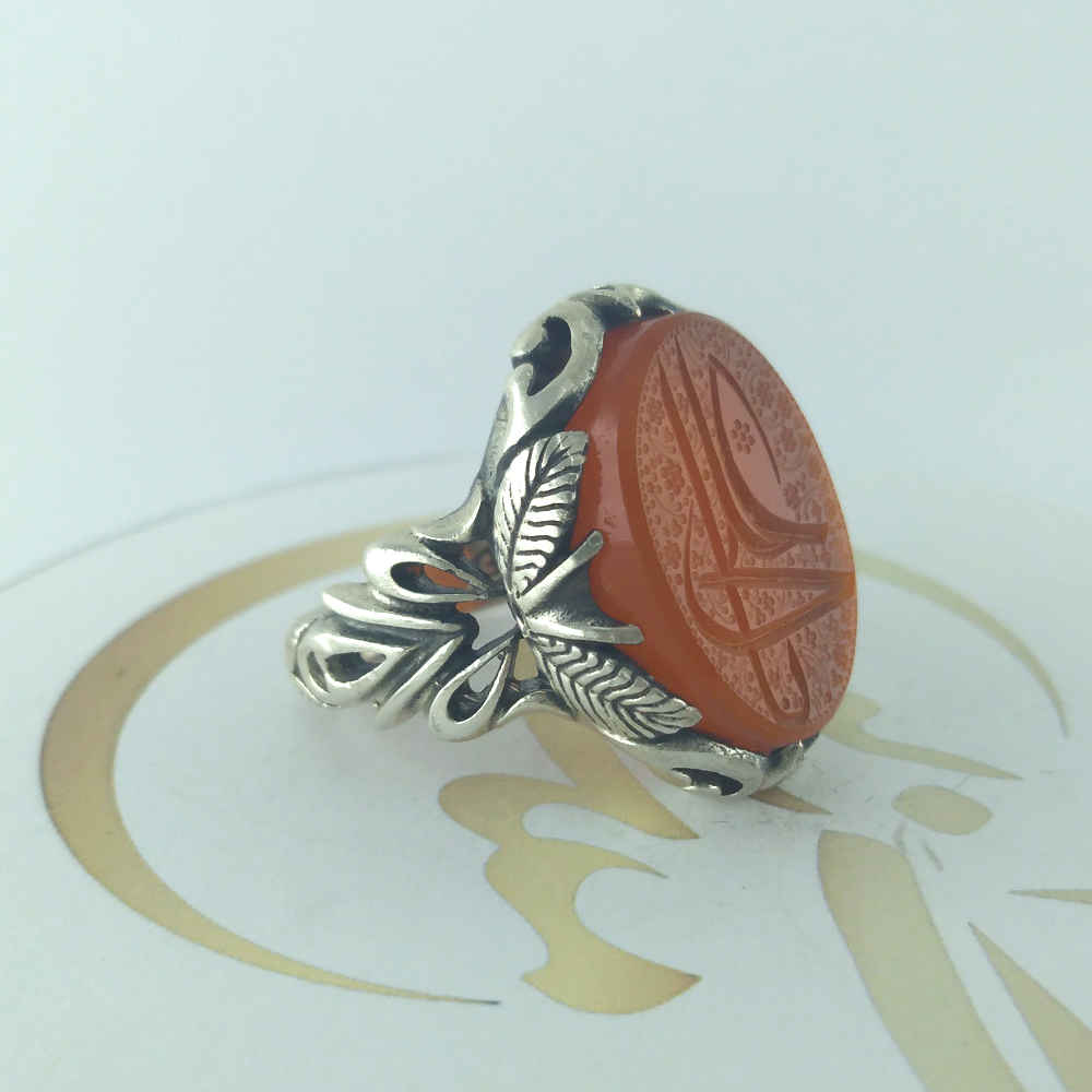 Islamischer jemenitischer Aqeeq-Silberring für Männer Ali