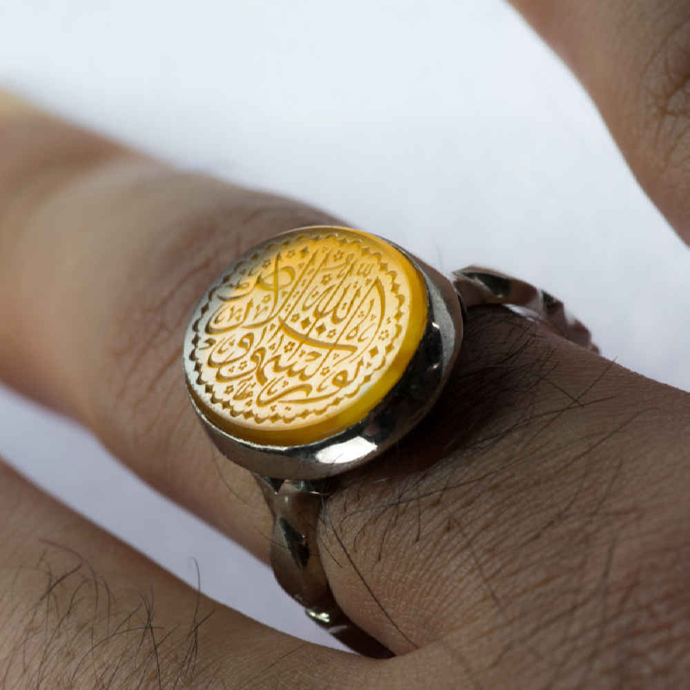 Islamischer jemenitischer Aqeeq-Silberring für Männer Nur