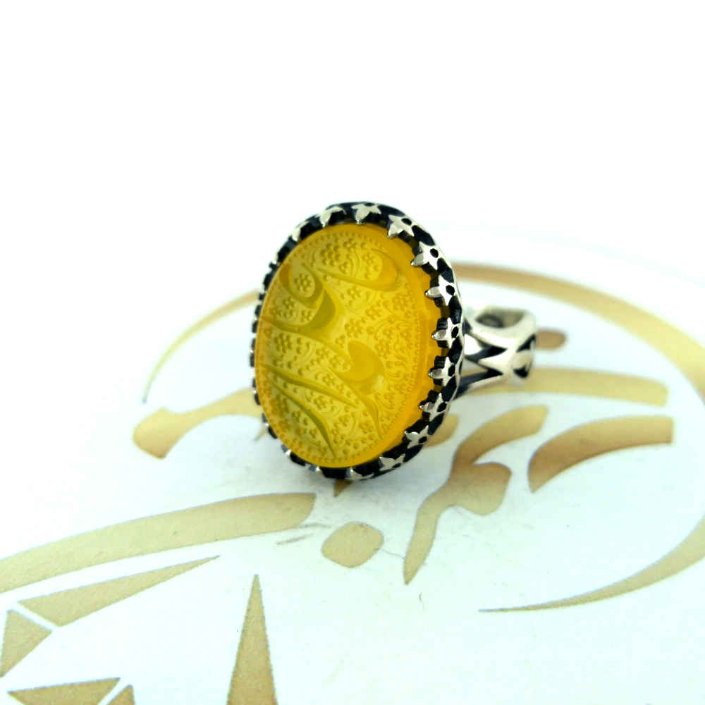 Islamischer jemenitischer Aqeeq-Silberring für Männer Ya Alamdar