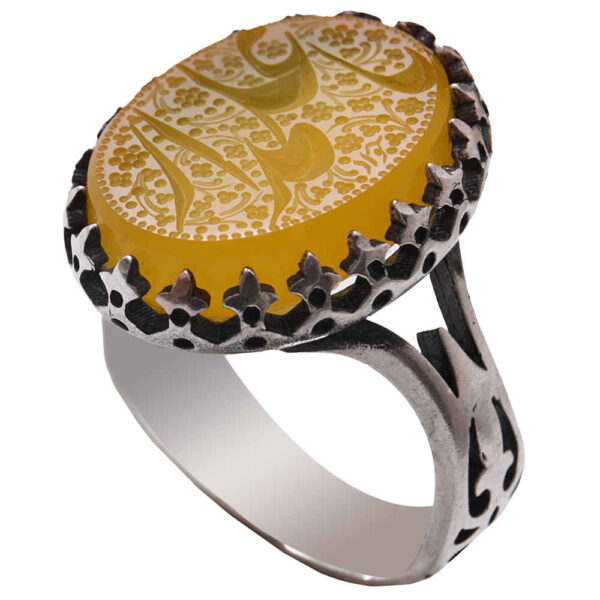 Islamischer jemenitischer Aqeeq-Silberring für Männer Ya Alamdar