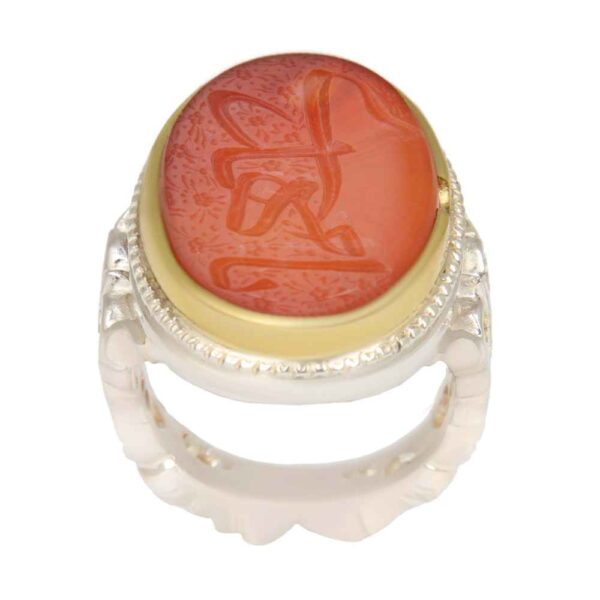 Islamischer jemenitischer Aqeeq-Silberring für Männer Ya Mahdi