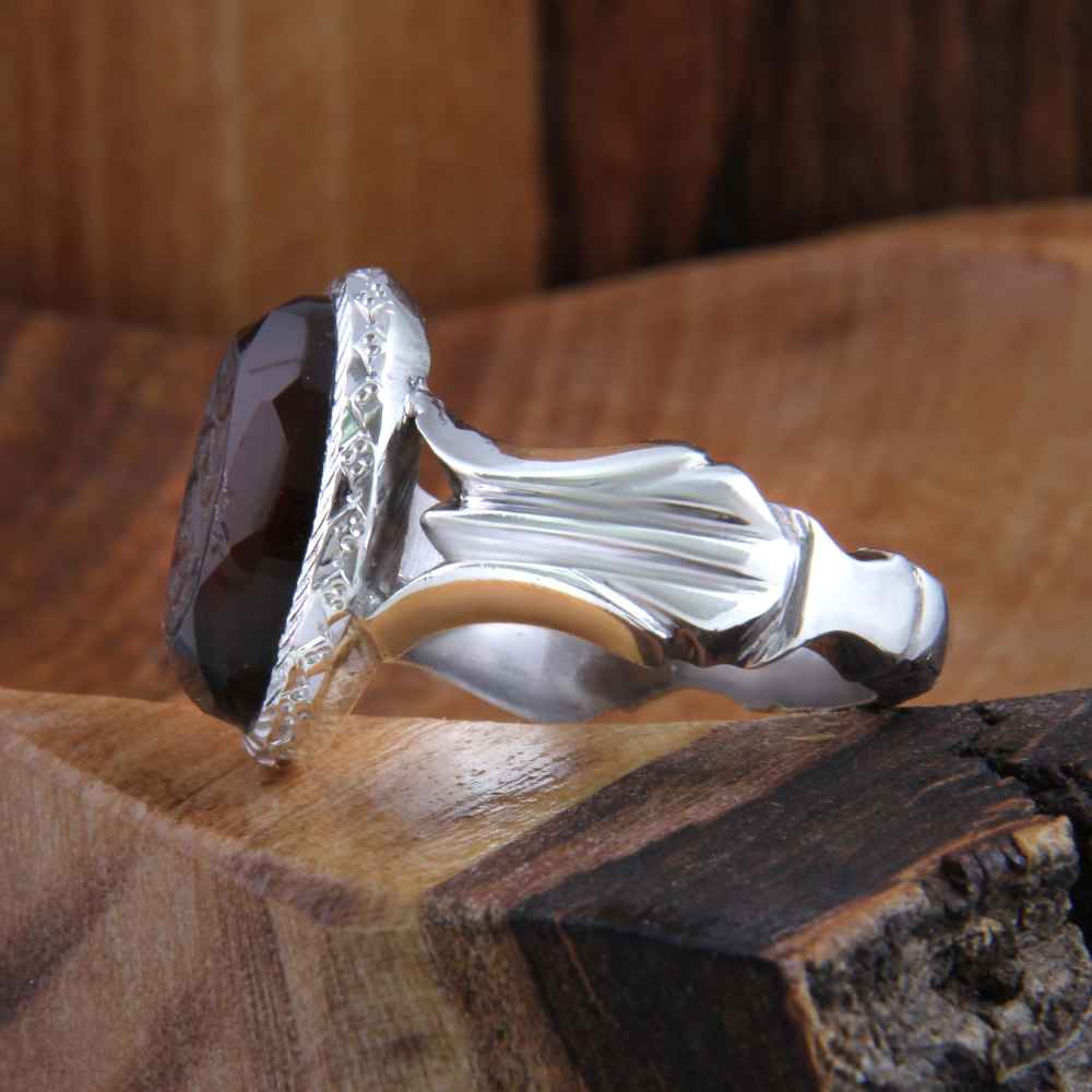 Islamischer jemenitischer Aqeeq-Silberring für Männer Ya Razzagh