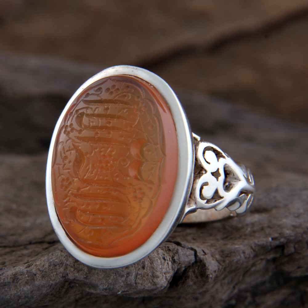 Islamischer jemenitischer Aqeeq-Silberring für Männer La Elah Ela Allah