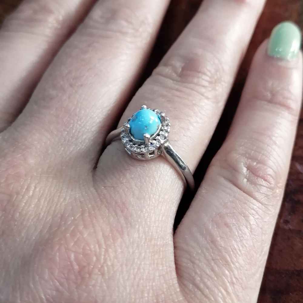 Handgefertigter persischer Silberring mit Neyshabur Türkis Mahsa