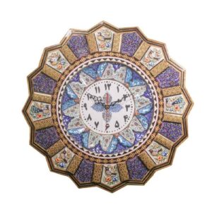 Handgefertigte persische Holzwanduhr – Khatam Intarsienkunst, Asieh