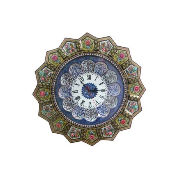 Handgefertigte persische Holzwanduhr - Khatam Intarsienkunst, Atieh