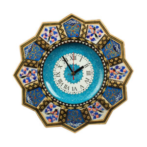 Handgefertigte persische Holzwanduhr – Khatam Intarsienkunst, Elnaz