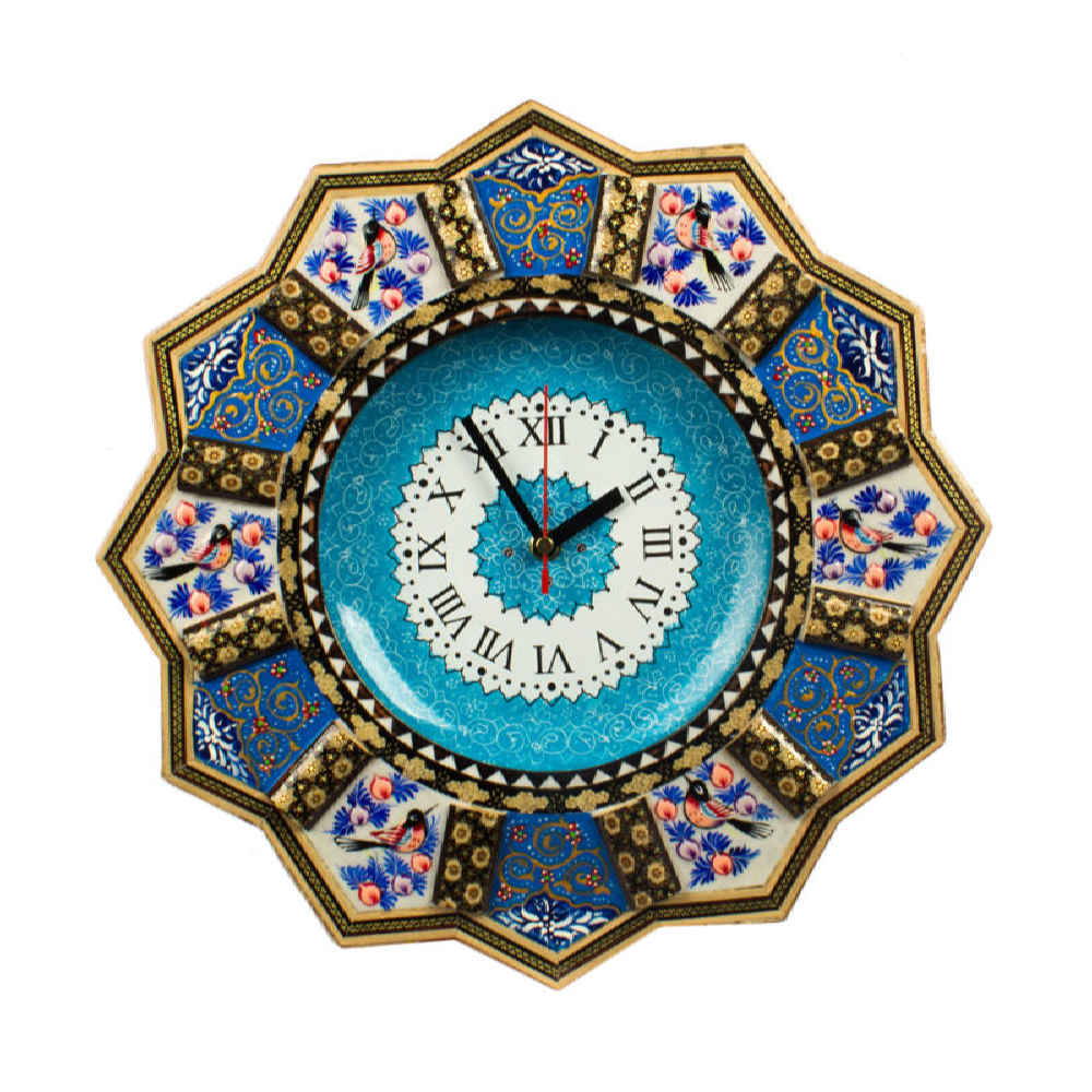 Handgefertigte persische Holzwanduhr - Khatam Intarsienkunst, Elnaz