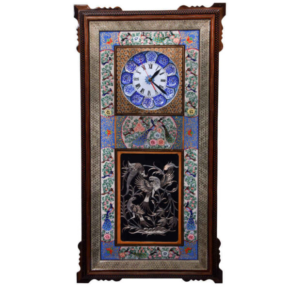 Handgefertigte persische Holzwanduhr - Khatam Intarsienkunst, Golban