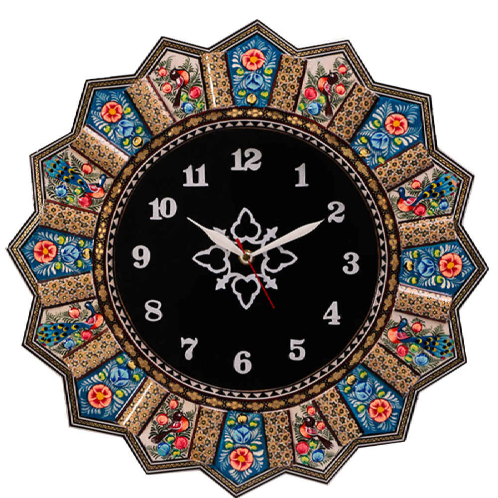 Handgefertigte persische Holzwanduhr - Khatam Intarsienkunst, Hana