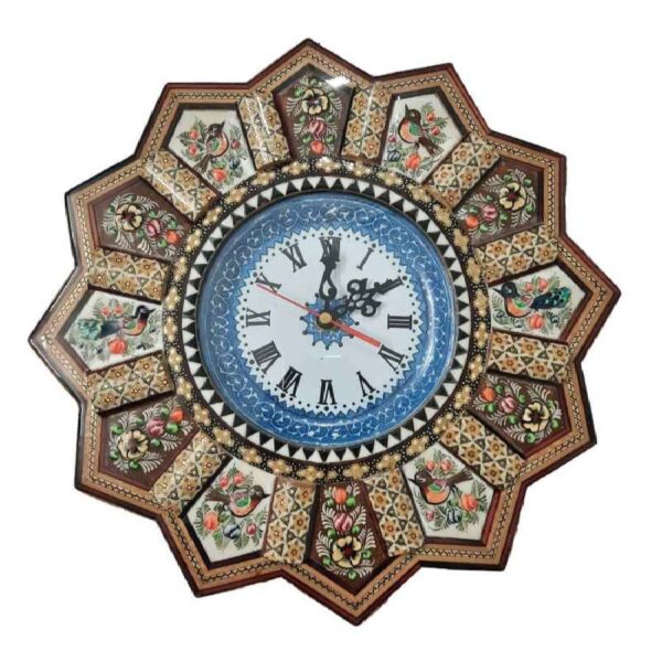 Handgefertigte persische Holzwanduhr - Khatam Intarsienkunst, Katayoon