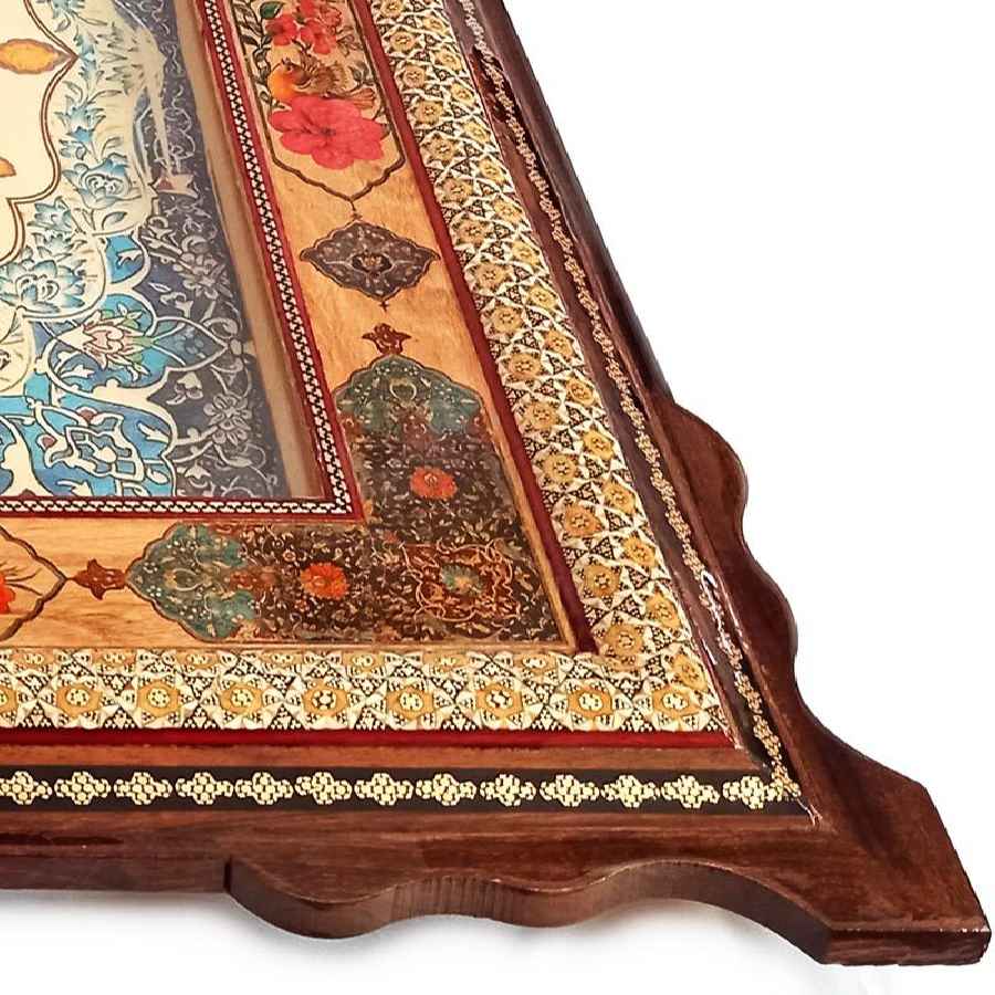 Handgefertigte persische Holzwanduhr – Khatam Intarsienkunst, Naghashi