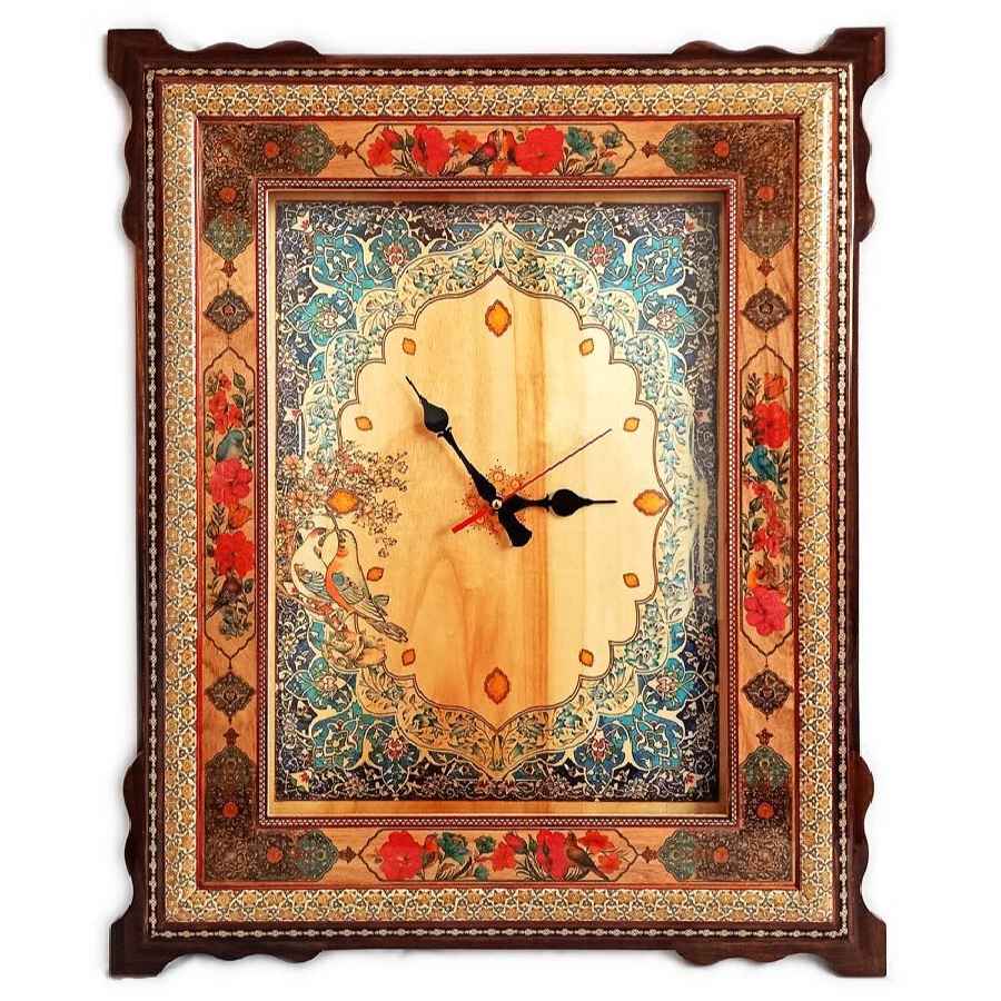 Handgefertigte persische Holzwanduhr - Khatam Intarsienkunst, Naghashi