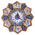 Handgefertigte persische Holzwanduhr – Khatam Intarsienkunst, Nil