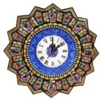 Handgefertigte persische Holzwanduhr – Khatam Intarsienkunst, Tiara